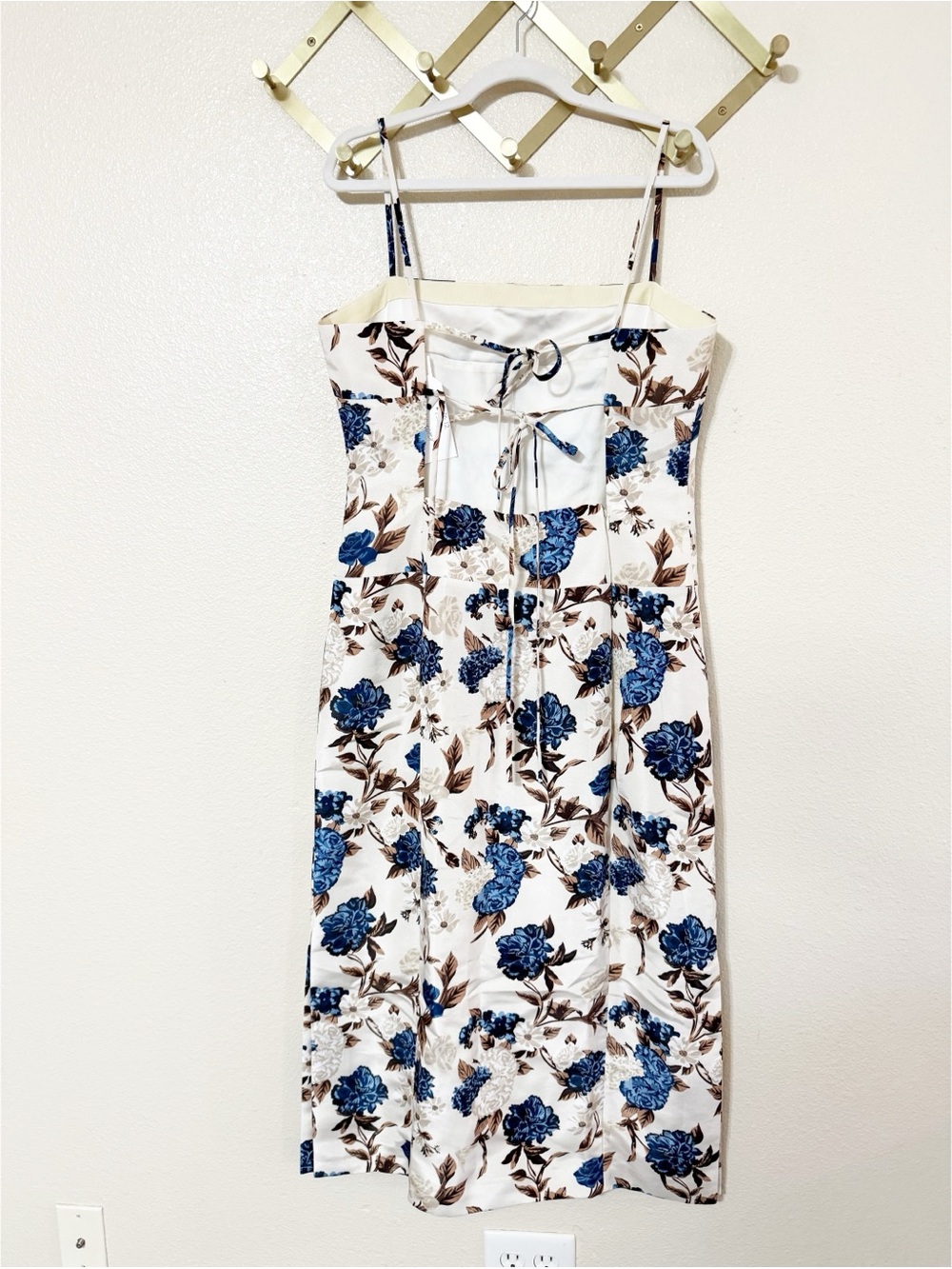 Tory Burch Lace Up Tie Back Floral Print Ottoman Midi Tank Dress NEW Size 12 - Picture 8 of 11